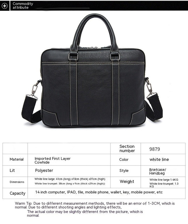 Genuine Leather Briefcase for Men Laptop Crossbody Messenger  Bag Attache Case for Business