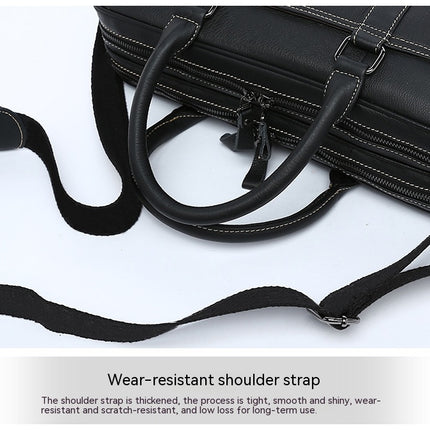 Genuine Leather Briefcase for Men Laptop Crossbody Messenger  Bag Attache Case for Business