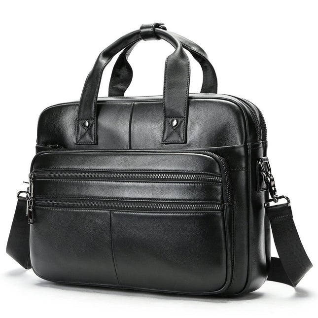Vintage Genuine Leather Briefcase for Men Laptop Computer Business Travel Shoulder Bags