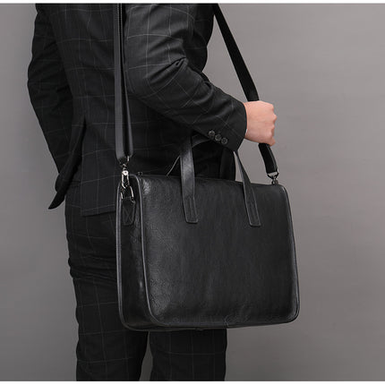Genuine Leather Briefcase for Men Laptop Computer Business Travel Shoulder Bags Handbag