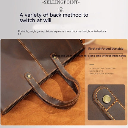 Large Capacity Computer Bag Men's Genuine Leather Tote Bag Shoulder Crossbody Large Bag