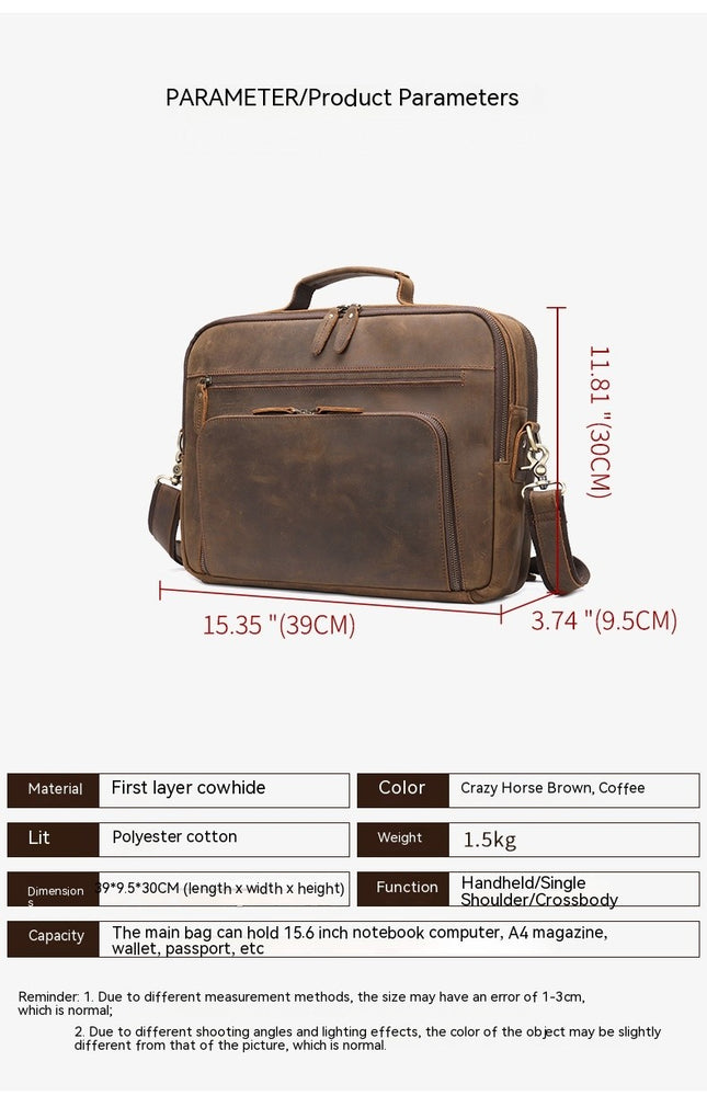 Laptop Messenger Bag Vintage Leather Shoulder Bag Business Briefcases Satchel Bag Work Bags for Men