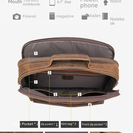 Laptop Messenger Bag Vintage Leather Shoulder Bag Business Briefcases Satchel Bag Work Bags for Men
