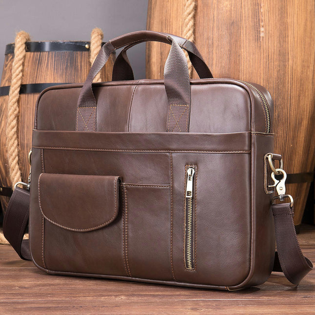 Genuine Leather Messenger Bag for Men Laptop Bag Briefcase Satchel Crossbody Shoulder Bag
