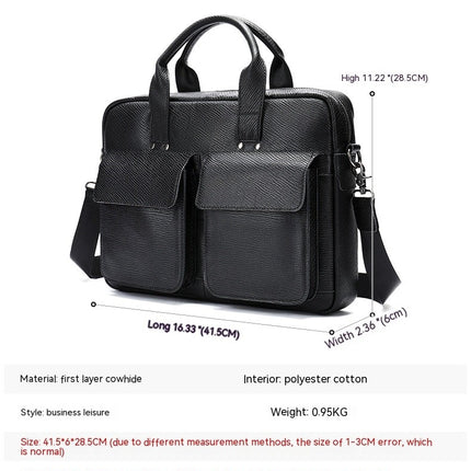Laptop Messenger Bag for Men Waterproof Vintage Genuine Leather Briefcase Handbag
