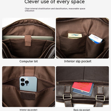 Business Briefcases Bag Work Bags for Men Laptop Messenger Bag Genuine Leather Shoulder Bag