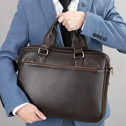 Business Briefcases Bag Work Bags for Men Laptop Messenger Bag Genuine Leather Shoulder Bag