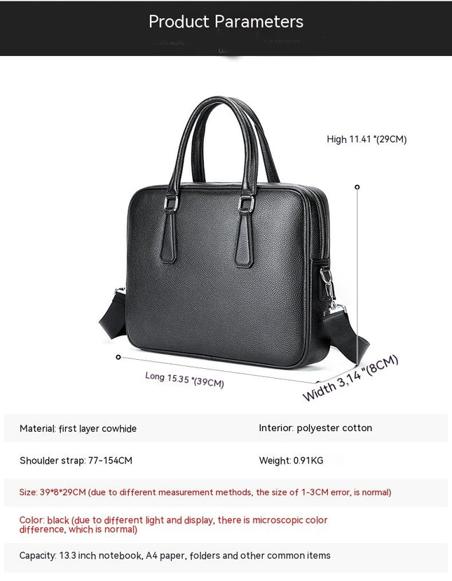 Genuine Leather Briefcase Laptop Bag Messenger Shoulder Work Bag Crossbody Handbag for Business