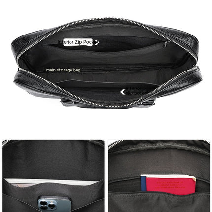 Genuine Leather Briefcase Laptop Bag Messenger Shoulder Work Bag Crossbody Handbag for Business