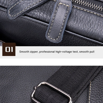 Men's Genuine Leather Crossbody Bag Briefcase Messenger Laptop Vintage Shoulder Travel Handbag