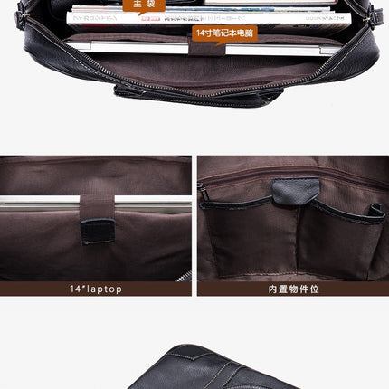 Men's Genuine Leather Crossbody Bag Briefcase Messenger Laptop Vintage Shoulder Travel Handbag