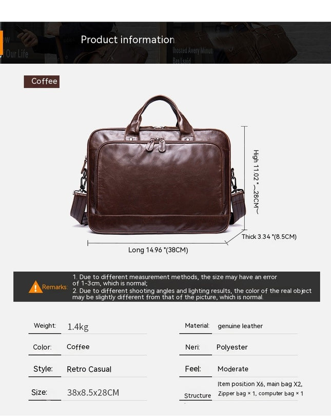 Genuine Leather Messenger Bag for Men Waterproof Laptop Briefcase Business Bag Shoulder Satchel Bag