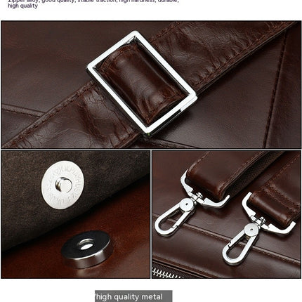 Briefcase for men Oil Wax Leather Business Laptop Handbag Large Shoulder Work Bag
