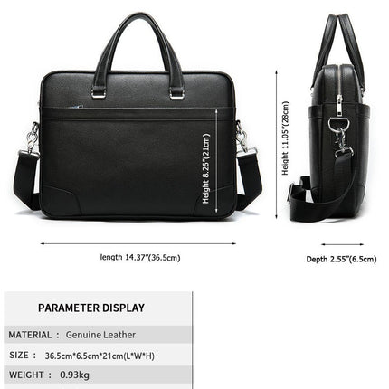 Umhängetasche aus echtem Leder für Herren, wasserdichte Laptop-Aktentasche, große Satchel-Umhängetasche