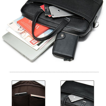 Umhängetasche aus echtem Leder für Herren, wasserdichte Laptop-Aktentasche, große Satchel-Umhängetasche