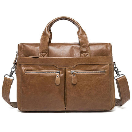 Genuine Leather Briefcase for Men Laptop Business Travel Messenger Crossbody Shoulder Bags
