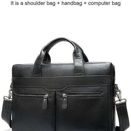 Genuine Leather Briefcase for Men Laptop Business Travel Messenger Crossbody Shoulder Bags