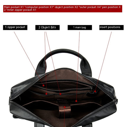 Genuine Leather Briefcase for Men Laptop Business Travel Messenger Crossbody Shoulder Bags