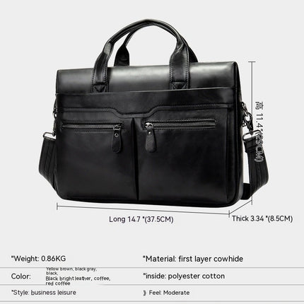 Genuine Leather Briefcase for Men Laptop Business Travel Messenger Crossbody Shoulder Bags