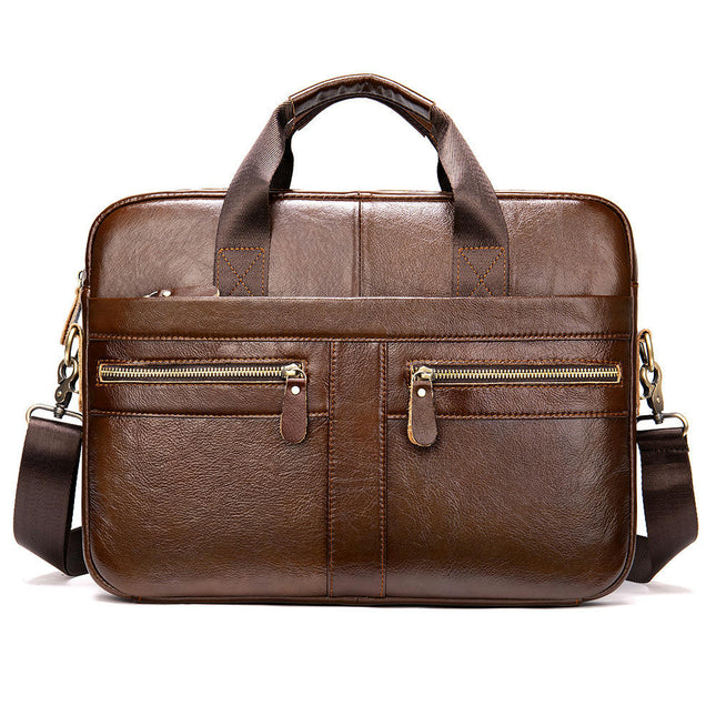 Genuine Leather Briefcase for Men Laptop Computer Shoulder Bag Business Travel Work Handbag