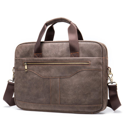 Genuine Leather Briefcase Laptop Crossbody Messenger Bags Business Travel Handbag for Men