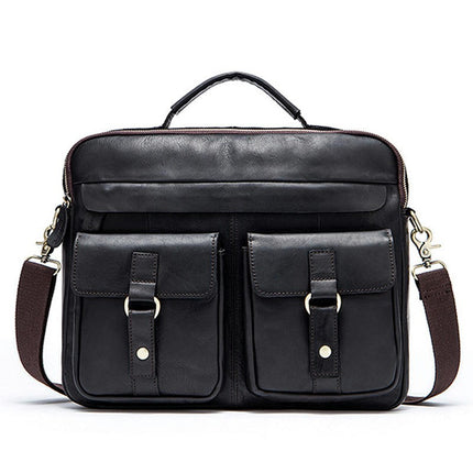 Genuine Leather Vintage Leather Messenger Bag for Laptop Briefcase Computer Satchel School Bag