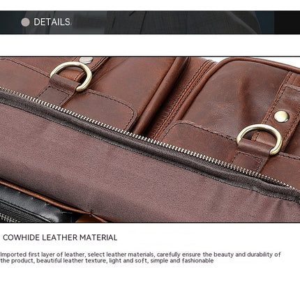 Genuine Leather Vintage Leather Messenger Bag for Laptop Briefcase Computer Satchel School Bag