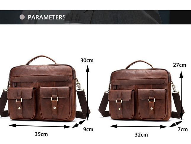Genuine Leather Vintage Leather Messenger Bag for Laptop Briefcase Computer Satchel School Bag