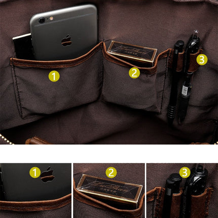 Genuine Leather Vintage Leather Messenger Bag for Laptop Briefcase Computer Satchel School Bag