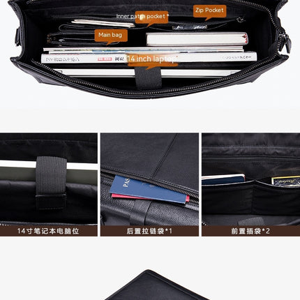Business Genuine Leather Men's Bag Men's Briefcase Shoulder Crossbody Large Capacity Computer Bag