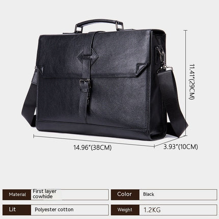 Business Genuine Leather Men's Bag Men's Briefcase Shoulder Crossbody Large Capacity Computer Bag