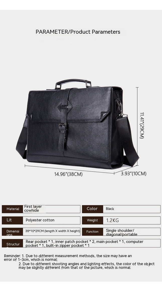 Business Genuine Leather Men's Bag Men's Briefcase Shoulder Crossbody Large Capacity Computer Bag