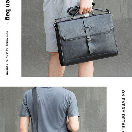 Business Genuine Leather Men's Bag Men's Briefcase Shoulder Crossbody Large Capacity Computer Bag