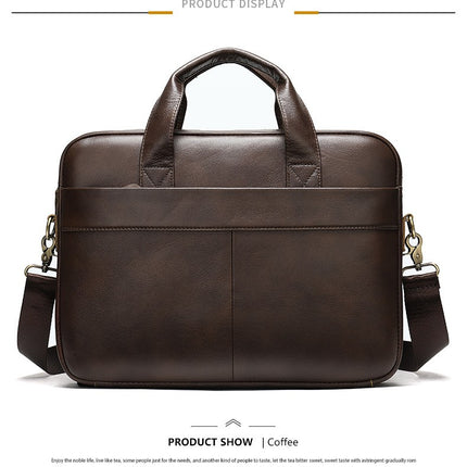 Genuine Leather Briefcase For Men Vintage Cowhide Computer Handbag Business Bag Shoulder Bags