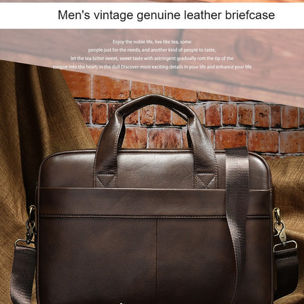 Genuine Leather Briefcase For Men Vintage Cowhide Computer Handbag Business Bag Shoulder Bags