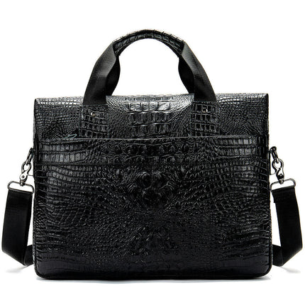 Sac à bandoulière en cuir véritable pour hommes, sacoche pour ordinateur portable, sac à main Business Crocodile