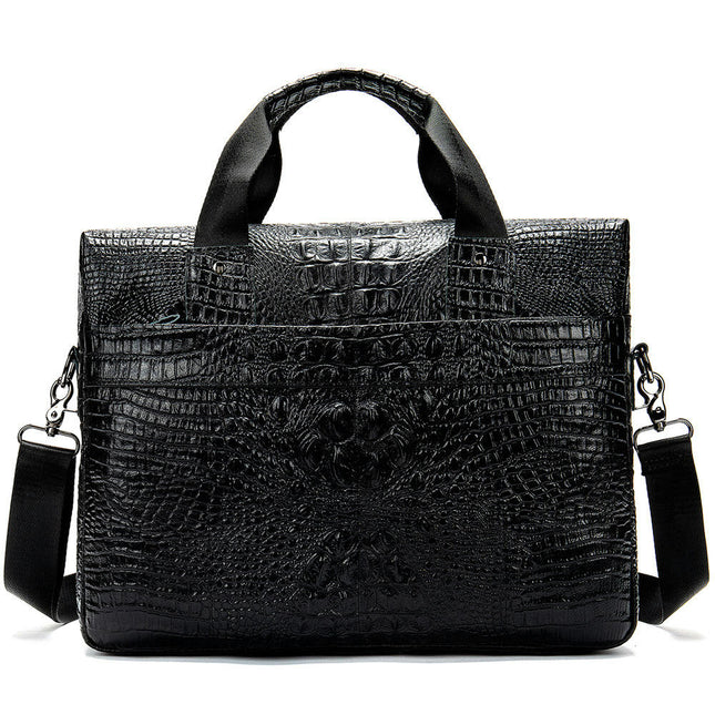Genuine Leather Shoulder Bag Laptop Bag for Men Messenger bag Handbag Business Crocodile