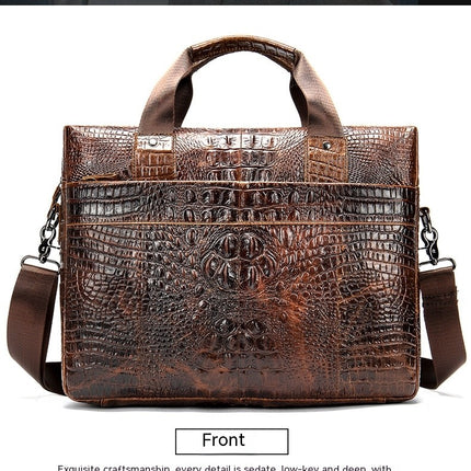 Sac à bandoulière en cuir véritable pour hommes, sacoche pour ordinateur portable, sac à main Business Crocodile