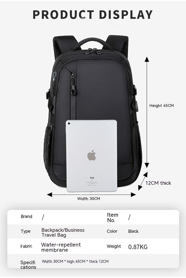 Herren-Rucksack, Business-Reisetasche, einfacher Computer-Rucksack mit USB-Ladeanschluss