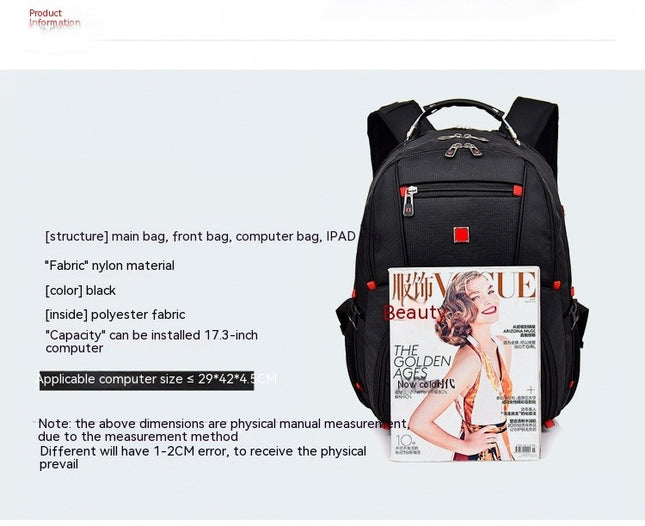 Men's Computer Backpack Oxford Cloth Large Capacity Travel Backpack with USB Charging Port