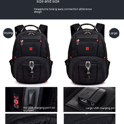 Men's Computer Backpack Oxford Cloth Large Capacity Travel Backpack with USB Charging Port