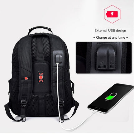 Men's Computer Backpack Oxford Cloth Large Capacity Travel Backpack with USB Charging Port