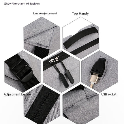 Nylon-Laptop-Rucksack, hohe Kapazität, Rucksack für Herren, mit USB-Ladeanschluss, Business-Rucksack