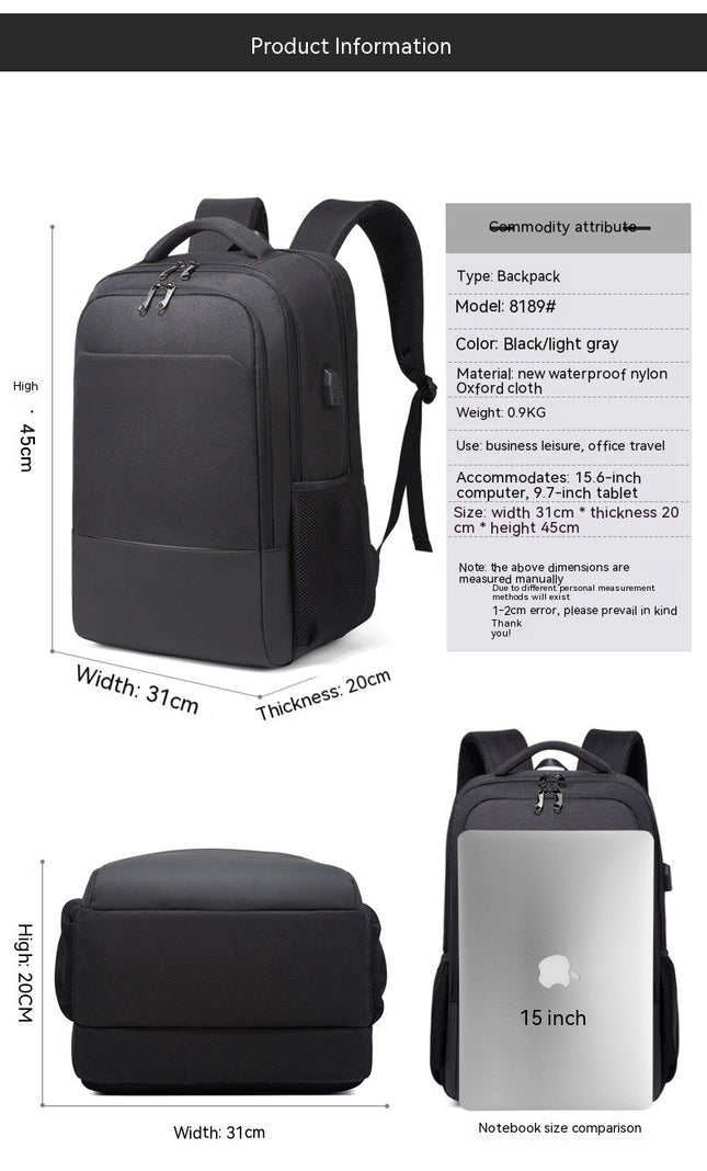 Oxford Cloth Backpack Men's Backpack Large Capacity Business Computer Backpack Travel Bag