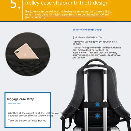 Laptop-Rucksack, großer Handgepäck-Rucksack mit USB-Ladeanschluss, wasserabweisender Rucksack für Herren