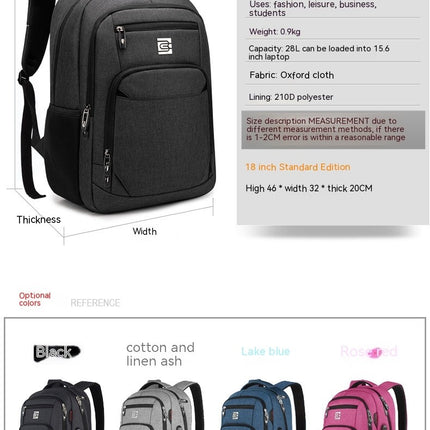 Laptop-Rucksack, großer Handgepäck-Rucksack mit USB-Ladeanschluss, wasserabweisender Rucksack für Herren