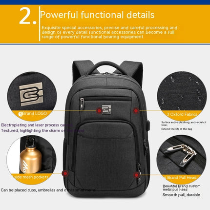 Laptop-Rucksack, großer Handgepäck-Rucksack mit USB-Ladeanschluss, wasserabweisender Rucksack für Herren