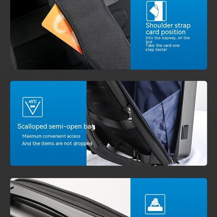 Hartschalen-Laptop-Rucksack, Business-Rucksack für Herren, mit wasserdichter USB-Tasche, Herren-Rucksack