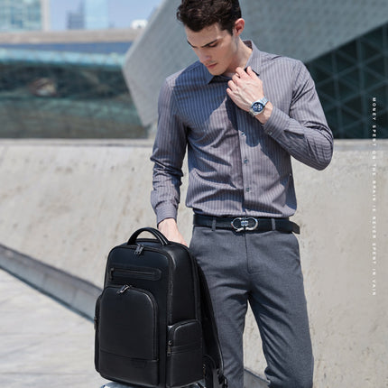 Genuine Leather Men's Backpack Laptop Computer Business Casual Travel School Bag Rucksack