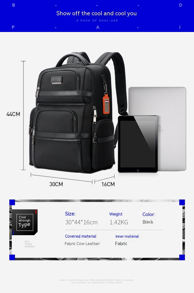 Computer Backpack Men's Backpack Waterproof Nylon Backpack with USB Charging Port